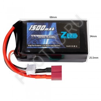 Аккумулятор Zeee Power LiPO 3s 11.1v 1500mah 45c SOFT - PILOTRC