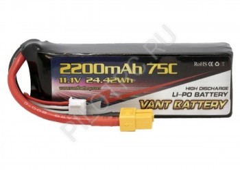  VANT Battery Li-Po  11.1 2200 75C 3S ( XT60) - PILOTRC