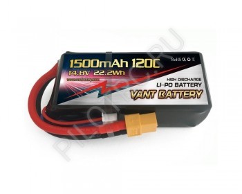  LiPo VANT Battery 14.8 (4S)1500 120C  XT60 - PILOTRC