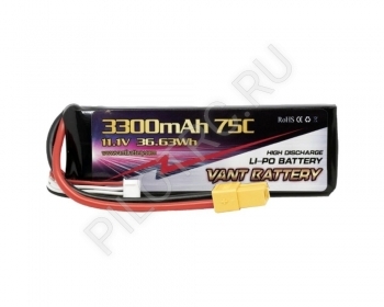 Аккумулятор VANT Battery LiPo 11.1В 3300мАч 75C (3S, разъём XT60) - PILOTRC