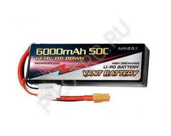 Аккумулятор VANT Battery LiPo 14.8В 6000мАч 50C (4S, разъём XT60) - PILOTRC