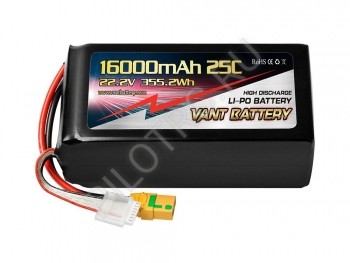  VANT BatteryLiPo 22.2V 16000mAh 25C 6S soft case battery and XT90-S plug Tattu  - PILOTRC