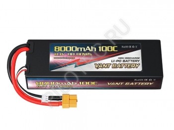  VANT Battery LiPo 11.1V 8000mAh 100C 3S hard case battery and XT60 plug - PILOTRC